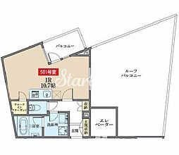 東急大井町線 下神明駅 徒歩1分の賃貸マンション 5階ワンルームの間取り
