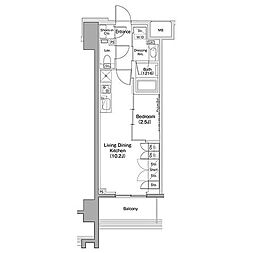 都営浅草線 戸越駅 徒歩8分の賃貸マンション 6階1LDKの間取り