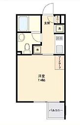 小田急小田原線 南新宿駅 徒歩7分の賃貸マンション 2階1Kの間取り