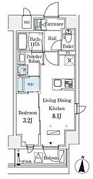 都営新宿線 西大島駅 徒歩9分の賃貸マンション 6階1LDKの間取り