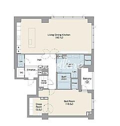 都営三田線 白金台駅 徒歩10分の賃貸マンション 1階1SLDKの間取り