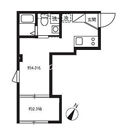 東急多摩川線 沼部駅 徒歩5分の賃貸マンション 1階1DKの間取り
