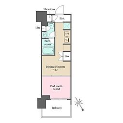 東京メトロ半蔵門線 水天宮前駅 徒歩9分の賃貸マンション 11階1DKの間取り