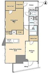 東京メトロ千代田線 千駄木駅 徒歩6分の賃貸マンション 5階1SLDKの間取り