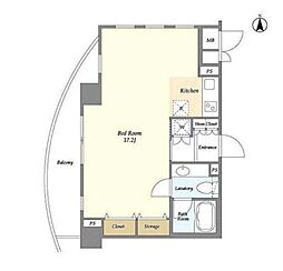 JR山手線 目黒駅 徒歩1分の賃貸マンション 12階ワンルームの間取り
