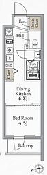 東京メトロ千代田線 町屋駅 徒歩5分の賃貸マンション 4階1DKの間取り