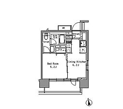 東武亀戸線 亀戸水神駅 徒歩9分の賃貸マンション 12階1DKの間取り
