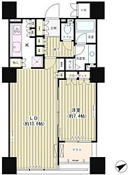 東京メトロ有楽町線 新富町駅 徒歩6分の賃貸マンション 11階1LDKの間取り