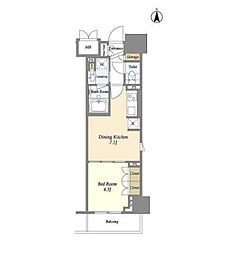 東京メトロ有楽町線 江戸川橋駅 徒歩7分の賃貸マンション 6階1DKの間取り
