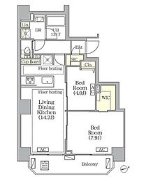 東京メトロ銀座線 表参道駅 徒歩16分の賃貸マンション 2階2LDKの間取り