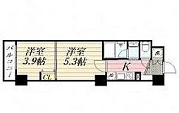 東京メトロ東西線 飯田橋駅 徒歩6分の賃貸マンション 1階2Kの間取り