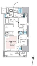 東京メトロ半蔵門線 錦糸町駅 徒歩12分の賃貸マンション 6階2LDKの間取り