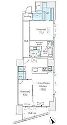 東京メトロ銀座線 外苑前駅 徒歩5分の賃貸マンション 4階2LDKの間取り