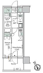 東京メトロ千代田線 西日暮里駅 徒歩2分の賃貸マンション 8階1DKの間取り