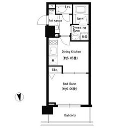 都営大江戸線 新御徒町駅 徒歩3分の賃貸マンション 13階1DKの間取り