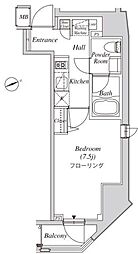 JR山手線 新橋駅 徒歩5分の賃貸マンション 11階1Kの間取り