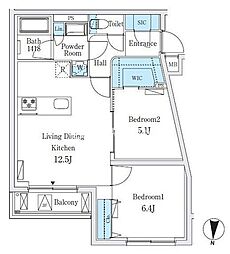 東武亀戸線 亀戸駅 徒歩6分の賃貸マンション 3階2LDKの間取り