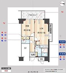 東京メトロ東西線 木場駅 徒歩9分の賃貸マンション 11階1LDKの間取り