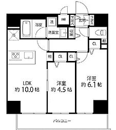 東京メトロ千代田線 町屋駅 徒歩2分の賃貸マンション 13階2LDKの間取り