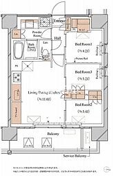 東京メトロ東西線 木場駅 徒歩7分の賃貸マンション 5階3LDKの間取り