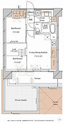 東京メトロ東西線 木場駅 徒歩7分の賃貸マンション 1階2SLDKの間取り