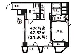 東京メトロ銀座線 赤坂見附駅 徒歩6分の賃貸マンション 4階ワンルームの間取り