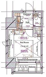 都営大江戸線 蔵前駅 徒歩3分の賃貸マンション 2階ワンルームの間取り