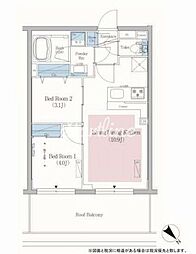 都営三田線 春日駅 徒歩12分の賃貸マンション 4階2DKの間取り