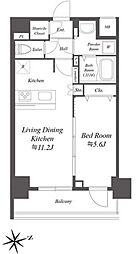 つくばエクスプレス 浅草駅 徒歩7分の賃貸マンション 7階1LDKの間取り