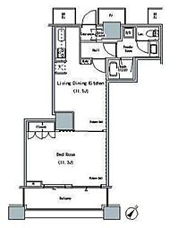 都営大江戸線 勝どき駅 徒歩5分の賃貸マンション 30階1LDKの間取り