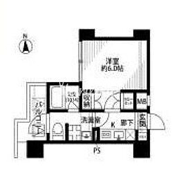JR京浜東北・根岸線 大森駅 徒歩7分の賃貸マンション 8階1Kの間取り
