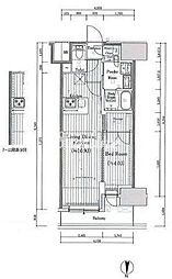 JR総武線 亀戸駅 徒歩11分の賃貸マンション 11階1LDKの間取り