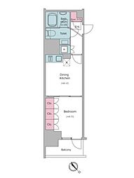 JR山手線 大崎駅 徒歩7分の賃貸マンション 9階1DKの間取り