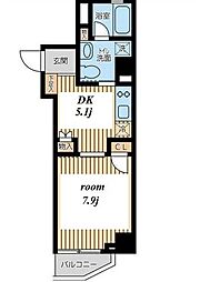 都営浅草線 蔵前駅 徒歩1分の賃貸マンション 2階1DKの間取り