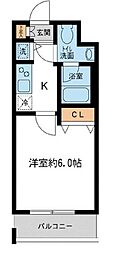都営新宿線 大島駅 徒歩4分の賃貸マンション 8階1Kの間取り