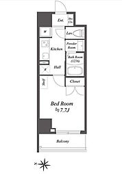 東京メトロ東西線 東陽町駅 徒歩9分の賃貸マンション 5階1Kの間取り