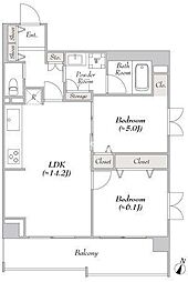 都営三田線 水道橋駅 徒歩5分の賃貸マンション 2階2LDKの間取り