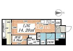 都営新宿線 小川町駅 徒歩3分の賃貸マンション 8階1LDKの間取り