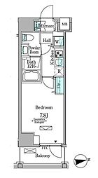 東京メトロ丸ノ内線 新宿御苑前駅 徒歩7分の賃貸マンション 11階1Kの間取り