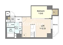JR総武線 御茶ノ水駅 徒歩8分の賃貸マンション 4階1LDKの間取り