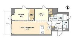 東急大井町線 戸越公園駅 徒歩6分の賃貸マンション 2階2LDKの間取り