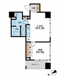 東京メトロ日比谷線 三ノ輪駅 徒歩1分の賃貸マンション 12階1LDKの間取り