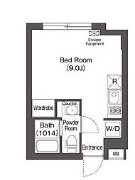 京急本線 鮫洲駅 徒歩8分の賃貸マンション 5階ワンルームの間取り