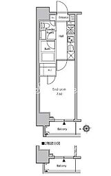 東京メトロ丸ノ内線 新宿御苑前駅 徒歩2分の賃貸マンション 6階1Kの間取り