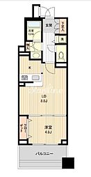 東京メトロ日比谷線 築地駅 徒歩4分の賃貸マンション 13階1LDKの間取り