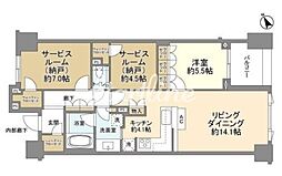 東京メトロ千代田線 赤坂駅 徒歩6分の賃貸マンション 2階1SLDKの間取り