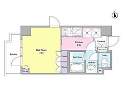 都営三田線 三田駅 徒歩9分の賃貸マンション 2階1Kの間取り