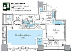 東京メトロ有楽町線 月島駅 徒歩1分の賃貸マンション 5階1LDKの間取り