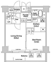コンフォリア春日富坂 9階1LDKの間取り