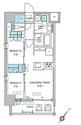 JR京浜東北・根岸線 大森駅 徒歩11分の賃貸マンション 5階2LDKの間取り